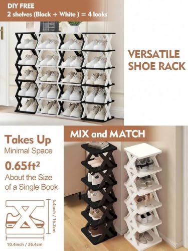 9 Tier Narrow Vertical Shoe Rack Black Space-Saving DIY Stand | Free Standing, Entryway & Closet Use, Quick Assembly, Sturdy Structure, Easy to Clean