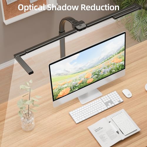 LED Desk Lamp with Clamp, Eye-Carying Desk Light with Remote,Adjustable Flexible Gooseneck,1800LM Ultra Bright Table Lamp for Work,Study, Read,Workbench(Black) - size: Large