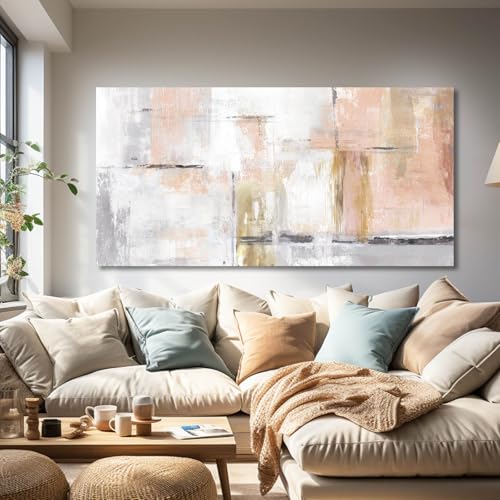 골드 추상 벽 아트 장식 미니멀리스트 유화 61cm x 121.9cm(24 x 48인치) 캔버스 벽 아트 거실용 모던 프레임 사진 벽 홈 오피스 여성용 바로 걸 수 있음 - color: 핑크, size: 48"L x 24"W