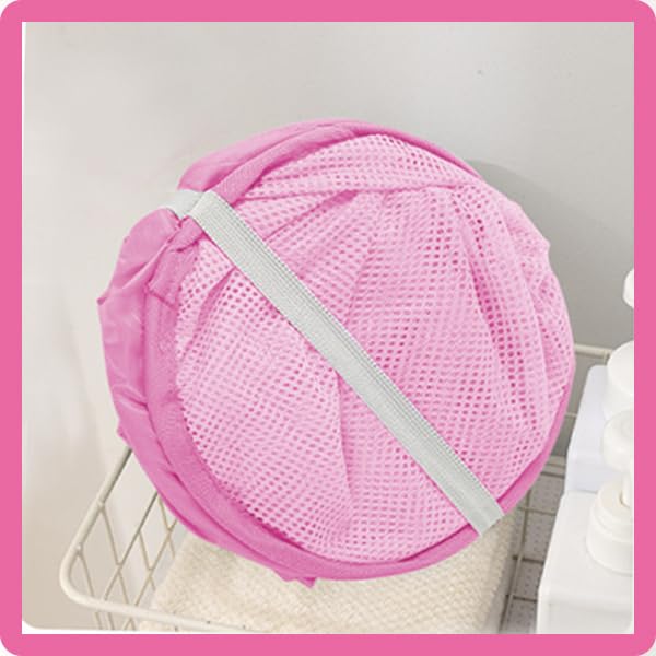 Pop Up Laundry Hamper Thick Mesh Collapsible Laundry Baskets, Large Side Pocket, Strong Handles, Travel Friendly for Cruise, RV (Green+Pink) - color: Green+Pink