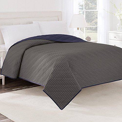 Martex Solid Reversible Coverlet, Full/Queen, Ceil Blue/Khaki - color: Ceil Blue/Khaki, size: Full/Queen