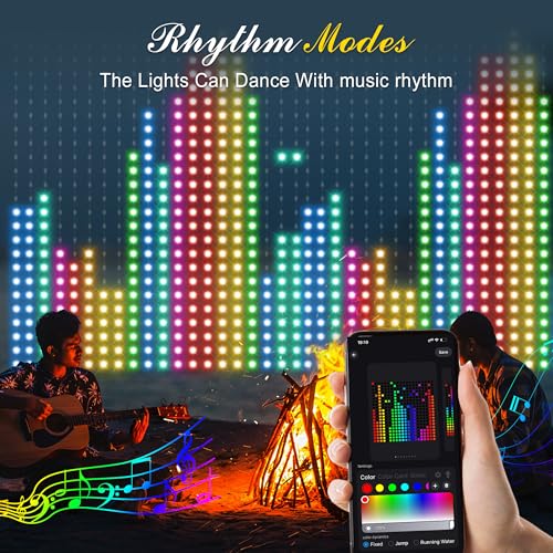 스마트 커튼 조명 400 LED, 색상 변경 미국 국기 요정 조명, 앱 및 리모컨 포함, 침실 배경 야외 7월 4일 할로윈 크리스마스용 DIY 방수 장식 - color: 멀티컬러.