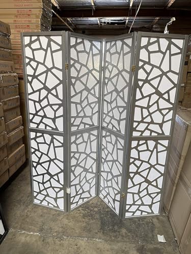 Mosaic Breeze Room Divider, 3-8 Panel (Silver, 4 Panel) - color: Silver, size: 4 Panel