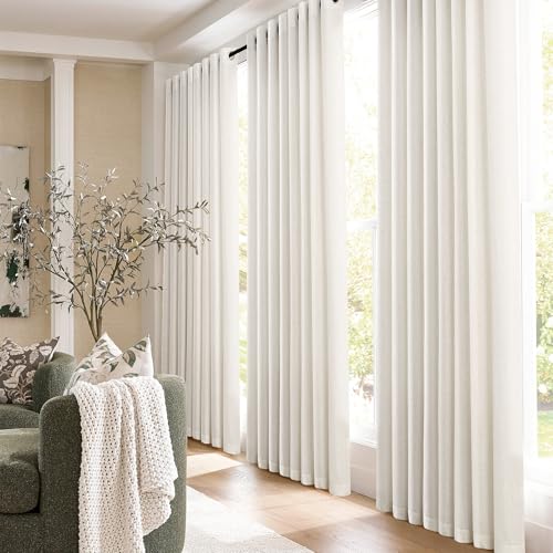 Jowels Natural Linen Grommet Curtains 90 Inch Long 2 Panels for Living Room | Semi Sheer Light Filtering Privacy Curtains, Modern Farmhouse, Linen Drapes 90 Inch Length for Bedroom Dining Cream Ivory - color: Natural, size: 52"W x 90"L (Pack of 2)