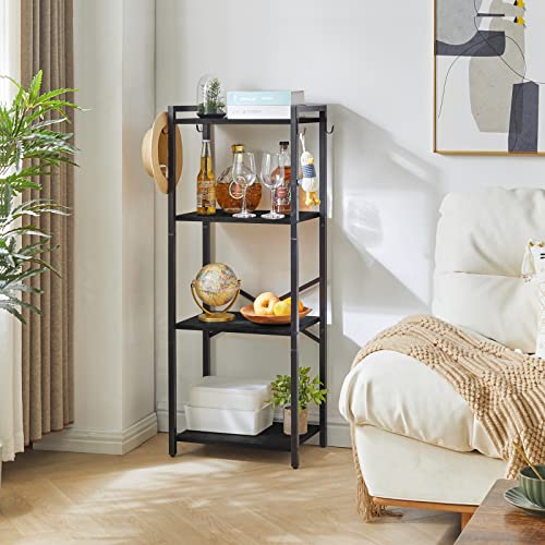 YMYNY Bookcase, 4-Tier Narrow Ladder Bookshelf, Freestanding Shelving Unit, Multifunctional Storage Rack, for Home Office Living Room Bedroom Kitchen, Plant Stand, Black, 44 * 16.9 * 11.4" UHBC004B - color: Black, size: 4 Tiers