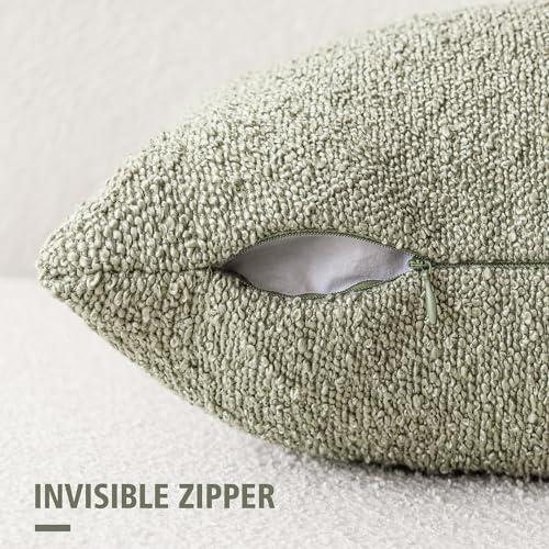 Foindtower Set of 2, Decorative Textured Boucle Throw Pillow Covers Accent Solid Pillow Cases Neutral Soft Couch Cushion Case for Chair Sofa Bedroom Living Room Home Decor 16x16 Inch Dirty Sage Green - color: Desert Sage Green, size: 16" x 16" (Pack of 2)