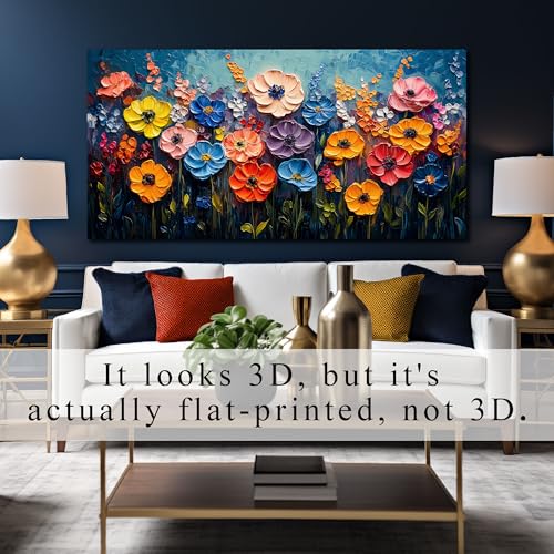 Flower Pictures Wall Decor Bedroom Large Colorful Wall Art | Large Floral Painting For Living Room,Home Office Apartment Hotel Hallway Wall Decoration 29 x 58 Inch - color: Colorful, size: 58"L x 29"W