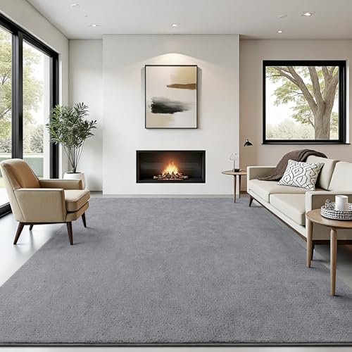 BENRON Soft Rugs for Living Room 6x9 Grey, Minimalist Area Rug for Bedroom | Low Pile, Washabler Rugs for Nursery Dining Table Dorm Office, Non Slip - color: Grey, size: 6' x 9' (Rectangular)