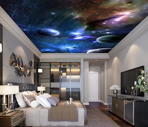 Galaxy Planet Wallpaper Mural Peel and Stick for Ceiling 82"x57" | Nebula Self Adhesive Wall Murals for Kids Room Bedroom - color: ZZ-016, size: 82" x 57"