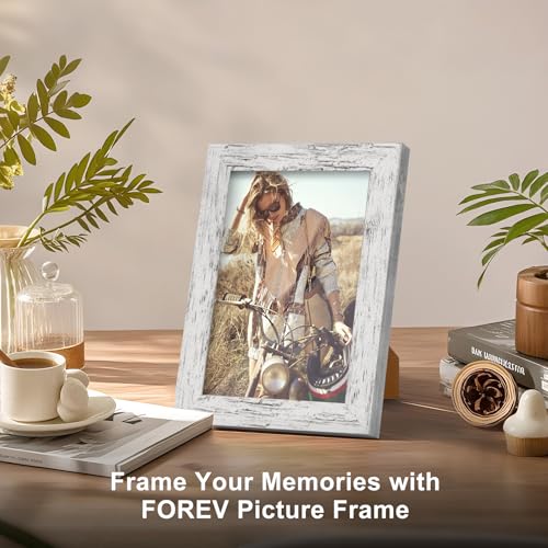 TOFOREVO 4x6 Picture Frames Set of 6, Distressed White | Wood Grain Design, Wall Mounting or Tabletop Display, for Christmas Mother's Day Father's Day birthday - color: Distressed White, size: 4x6