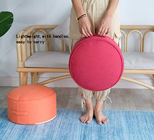 Round Pouf Foot Stools Comfortable Ottoman Floor Seat Cushion Movable Foot Rest Washable Case for Living Room, (Light Green) - color: Light Green