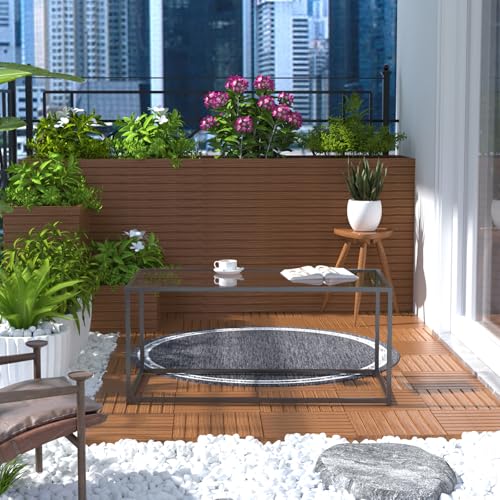 Glass Coffee Table Modern Center Table,Minimalist Coffee Table for Living Room,Tempered Glass-top with Sturdy Metal Frame, Easy Assembly,Black - color: Black, style: Rectangle