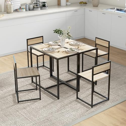 HOMCOM Small Dining Table Set for 2 Compact for Small Spaces, Oak | Kitchen Table and Chairs Set, Compact Dining Sets, Breakfast Nook - color: Oak