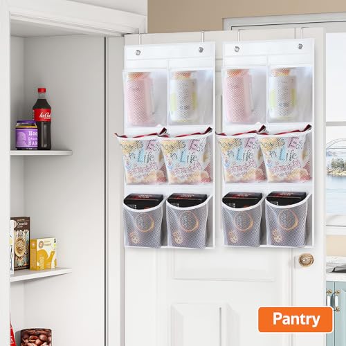 2 Packs Narrow Over the Door/Wall Shoe Organizer Cruise, Small Hanging Shoe Rack for Closet with Clear Mesh Pocket for Bathroom, RV, Pantry, Camping (White) - color: White