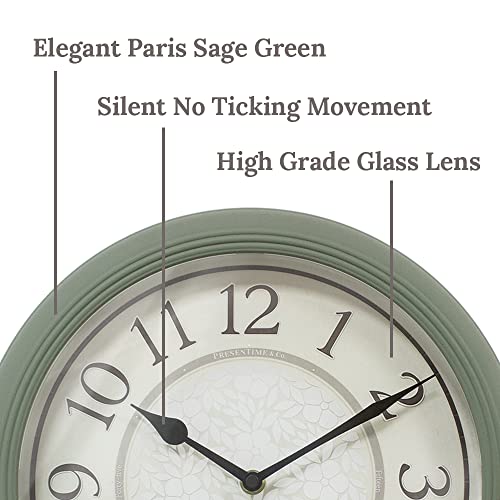 12.6" Illuminated Farmhouse Wall Clock | Silent Battery-Operated Night Light Wall Clock, Smart LED Sensor, Living Room, Kitchen, Bath, Sage Green - color: Sage Green, size: 12.6"