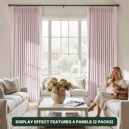 H.VERSAILTEX Pinch Pleated Full Blackout Curtains Diamond Textured Room Darkening Window Curtains 102 inch for Living Room Bedroom Black Out Pinch Pleat Drapes with Hooks 2 Panel, Light Pink - color: Light Pink, size: 40"W x 102"L (Pack of 2)