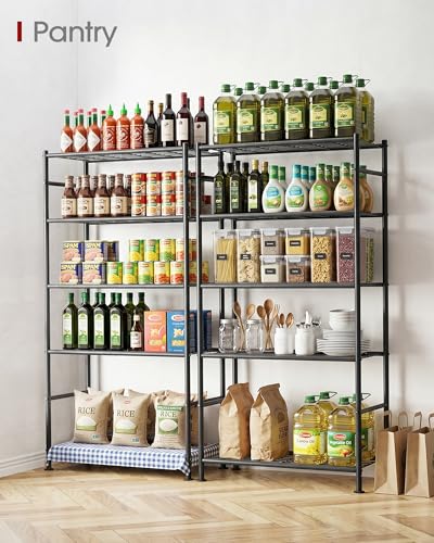 Sakugi Storage Shelves - 5 Tier Shelf Organizer, Heavy Duty Garage Shelving Unit with Leveling Feet, Stable Metal Shelves Organizer for Pantry, Kitchen and Closet, 33.0" W x 12.6" D x 72.0" H, Black - color: Black, size: 33.0W×12.6D×72.0H(5T)