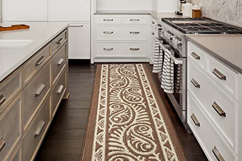 Custom Size Southwestern Tribal Non-Slip Carpet Runner Rug for Long Narrow Hallways, Prevent Slippery Cold Floors, Mayan Brown, 25'' x 3' Doormat Size - color: Mayan / Brown, size: 2'1" x 3' (Rectangular)