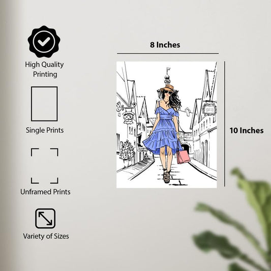 ALPINE INK CO. Fashion Street Style Poster - Elegant Woman Illustration - Chic City Scene Wall Decor for Home Bedroom Office - Modern Outfit Sketch Style Artwork - 8x10 Unframed Print - color: Style-19, size: 8"L x 10"W