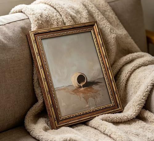 Vintage Gold Framed Christian Jar Still Life Wall Art, Mid Century Kitchen Alabaster Jar Canvas Prints, Mary Anoints Jesus Wall Decor, Retro Style Pottery Jar Poster Artwork for Church Prayer Room Home Decration, 9x11in - color: Plaster Jar, size: 11"L x