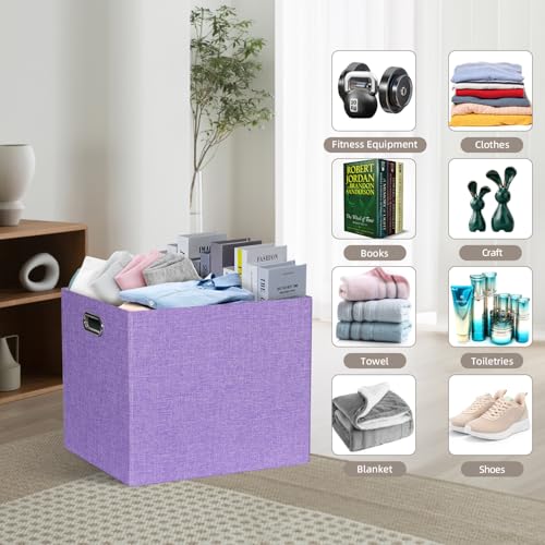 13" x 15" x 13" Linen Storage Cubes with Handles, Pack of 4 | Collapsible Fabric Bins for Home Organization, Suitable for Shelves, Closet, Wardrobe, Bedroom - size: 13 x 15 x 13 Inch