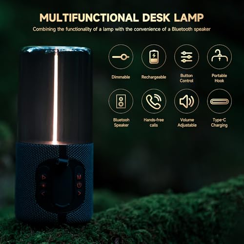 Bluetooth Speaker Lamp, Minimalist Table Lamp, Ambient Light | Wireless Bluetooth Speaker, TF-Card Input, Bluetooth 5.3, TWS Paring, for Bedroom Living Room, Dorm, Gift