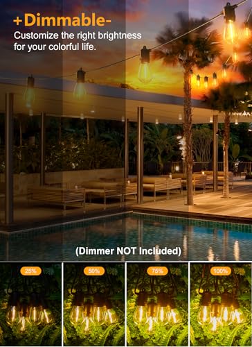 Brightown Outdoor String Lights 190FT with 60+2 Shatterproof Edison Bulbs, Waterproof Hanging Patio Lights Outside for Backyard Deck Garden Party Xmas Decor, 2700K - color: Black, size: 190 ft- 60 Bulbs (Pack of 1)