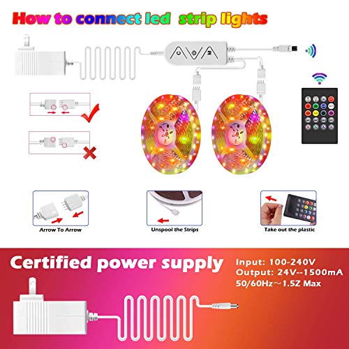 AILBTON Led Strip Lights,82ft Led Light Strips Music Sync Color Changing RGB Led Strip Built-in Mic,Bluetooth led Lights App Control with Remote,5050 RGB Rope Light Strip - size: 82FT