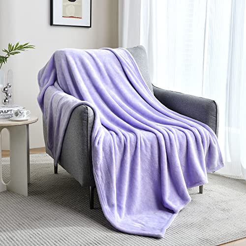 Flannel Fleece Blanket Throw Size, Lilac, 50x60 inches | All Season Super Soft Cozy Blanket for Bed or Couch - color: Lilac, size: 50"×60"