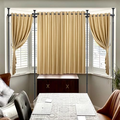 Room Divider Curtain Rod - 4-10ft(H) 28-171inch(W) Adjustable No Drilling Curtain Divider for Room Separation,Heavy Duty Floor to Ceiling Curtain Stand,Wall Divider for Space Separator Partition,Black