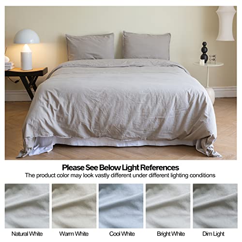 BISELINA French Linen Duvet Cover Set 2pcs with Hidden Zipper Closure Natural Flax Cotton Blend Solid Color Soft Breathable Luxury Farmhouse Bedding - Twin Size, Grey - color: Grey, size: Twin