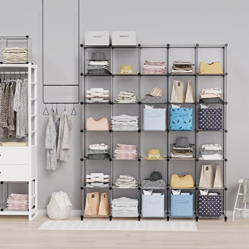 HOMIDEC Closet Organizers and Storage, 16 Cube Storage Organizer | Portable Closet Organizer Cubes Shelves for Clothes, Bedroom, Wardrobe, Kids Room, Bathroom, Grey - color: Grey, size: X-Large