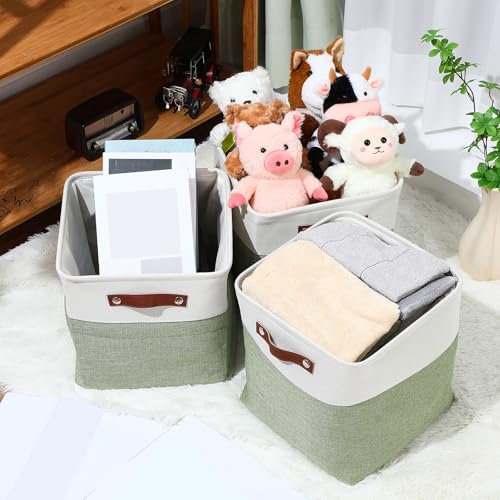 Uiifan 8 Pack 12 x 12 x 12 Inch Large Storage Baskets Collapsible Fabric Storage Cubes Bins with Handles for Shelves Closets Nursery Home Clothes Toys Organizers, Green - color: Green, size: 12 x 12 x 12 Inch