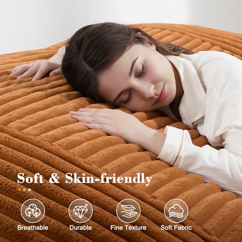 3-in-1 Giant Bean Bag Chair for Adults & Kid, Convertible Floor Sofa to Mattress, High-Density Foam Chair Bed with Washable Cover, Multi Functional Lounge Couch for Bedroom, Living Room (Orange)