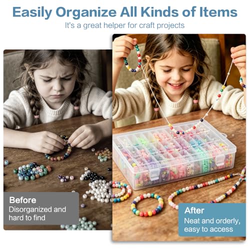 Bead Organizer Box, 36-Pcs Mini Clear Bead Storage with Lid, 1 Pack | Small Plastic Containers with Hinged Lid and Labels,for Jewelry Making, Diamond Painting, DIY Crafts, Screws, Nail Art, Seeds - color: 1 Pack