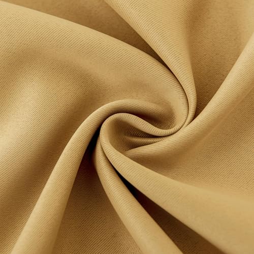 INLINAS Blackout Curtains with Sheer Overlay, Gold, 52x108 Inches | Grommet Top Double Layer Curtains for Bedroom and Living Room Thermal Reduction Light Blocking and Energy Saving, Set of 2 - color: Gold, size: 52"W x 108"L (Pack of 2)