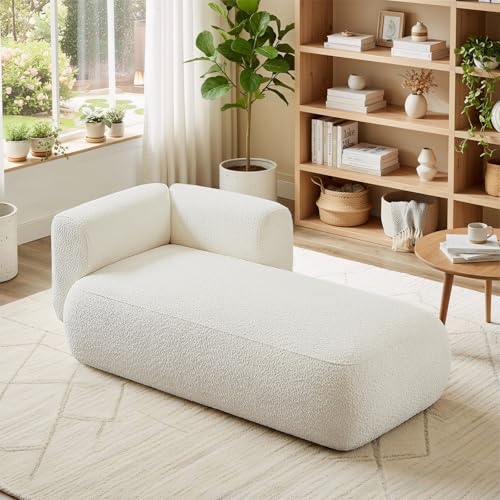 Chifee & Vingol 33.1" Chaise Lounge with Right Armrest Upholstered Modern Lounge Couch Sleeper Sofa for Living Room Bedroom Reading Nook,Cream - color: Cream, size: Single Chaise-Right Armrest