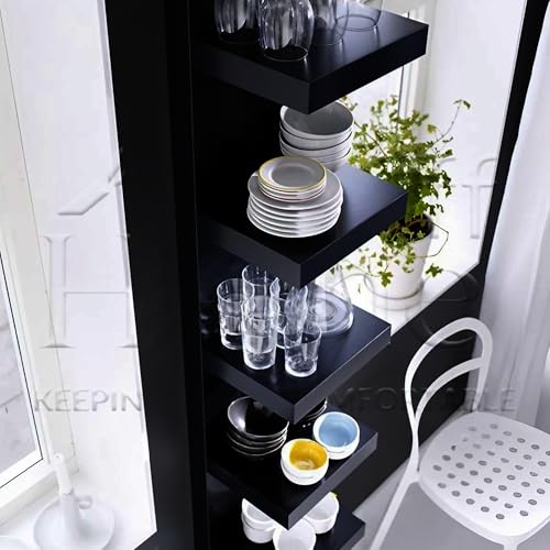 Wall Shelf Unit, 11 3/4x74 3/4,Use Fixing Devices Suitable for The Walls in Your Home. (2 x Black) - color: 2 X Black