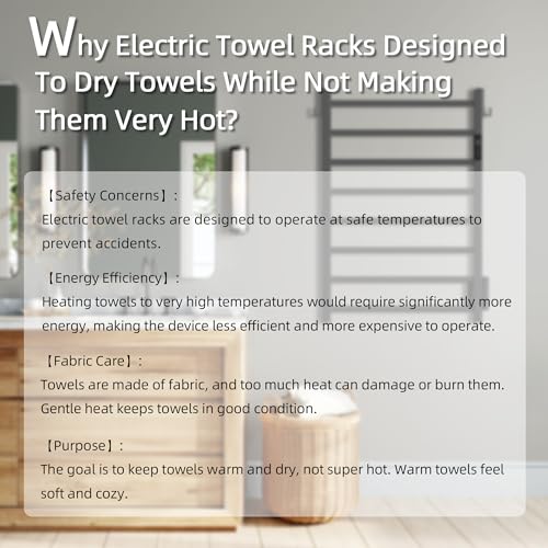P&Dlusir EL18 Towel Warmer, 8 Bar, Matte Black | Heated Towel Rack, Fast Heat & Fast Dry, Smart Timer & Thermo Control, Stainless Steel, Hard-Wired/Plug-in - color: Matte Black, size: 8 Bar