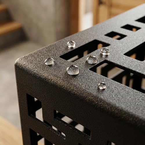 BEWBBAT Umbrella Stand Rack for Entryway, Hollow Metal Holder, FreeStanding Storage Bin for Long Umbrellas, Holds 6-7, Black