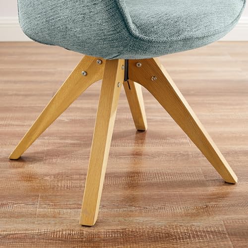 Swivel Desk Chair for Home Office, Fabric, Light Blue | No Wheels, Oka Wood Legs, Mid Century Modern, Upholstered, 360° Swivel, Accent Chair, Living Room, Bedroom - color: Mist Blue, size: Fabric