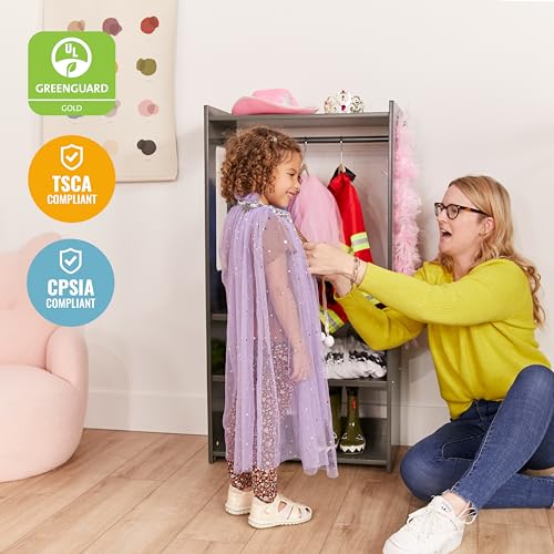ECR4Kids TrendiTot Clothing Rack with Adjustable Shelves, Kids Wardrobe, Grey Wash - color: Grey Wash