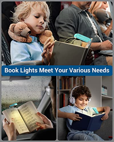 DEWENWILS USB Rechargeable Book Light for Reading in Bed, LED Book Reading Lights with Clip, Perfect for Bookworms, Kids, Warm White, Brightness Adjustable (Blue) | Warm White, Brightness Adjustable, Flexible Lighting Angle, Compact & Lightweight for Book