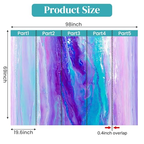 Peel and Stick Wallpaper Blue Green Teal Pink Purple Abstract Art Self Stick Wall Mural Removable Wallpaper Wall Decor for Living Room Boys Girls Bedroom Nursery