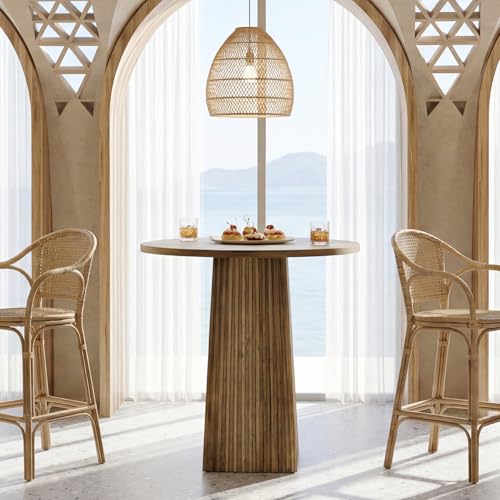 Tribesigns 31.5" Round Dining Table, Wooden Kitchen Table for Dining Room, Living Room, Small Space, Rustic Brown
