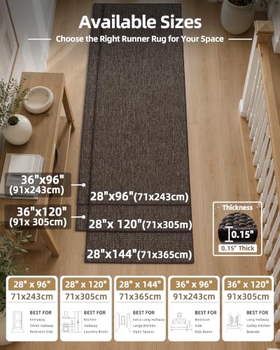 Color&Geometry Runner Rug 28"x120"Non Slip Rubber Backing Hallway Rug,Brown | Carpet Runners for Kitchen Hallway Living Room Bedroom,Ultra Thin Entryway Rugs,Rolled-up NO Creases - color: Heather Brown, size: 28"x120"