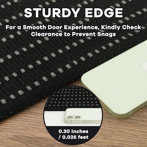 Washable Entryway Rug, Non Slip Indoor Doormat, 2x3 Ft, Black/Grey | Washable Braided Small Area Rug, Non Slip Rubber Dot Backed, For Kitchen, Foyer, Front Door, Porch, Bathroom, Bedroom - color: Black and Grey, size: 2' x 3' (Rectangular)