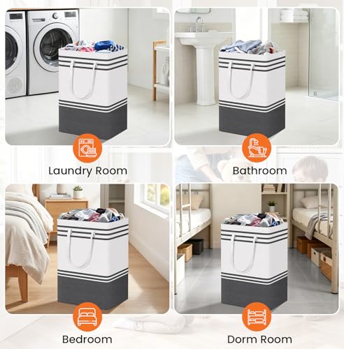 TranquilRelax 3-Pack Laundry Basket, Laundry Hamper, Grey-75L | Freestanding&Water-Resistant Laundry Hamper, Collapsible Tall Clothes Hamper with Carry Handles for Clothes, Laundry Basket - color: Grey, size: 75L