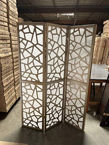 Mosaic Breeze Room Divider, 3-8 Panel (Gold, 3 Panel) - color: Gold, size: 3 Panel