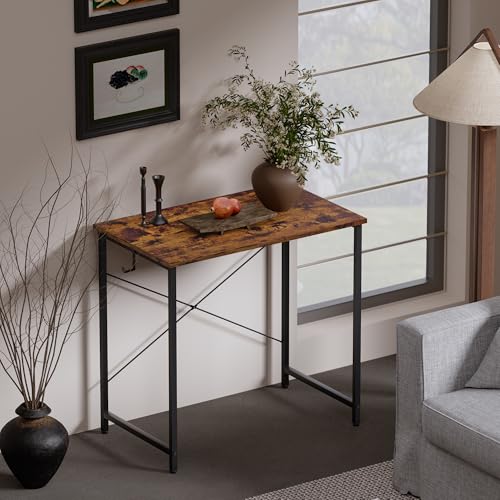 Pamray 23 Inch Computer Desk for Small Spaces, Home Office Work Desk with Headphone Hook, Small Office Desk Study Writing Table - color: Vintage, size: 23 Inch